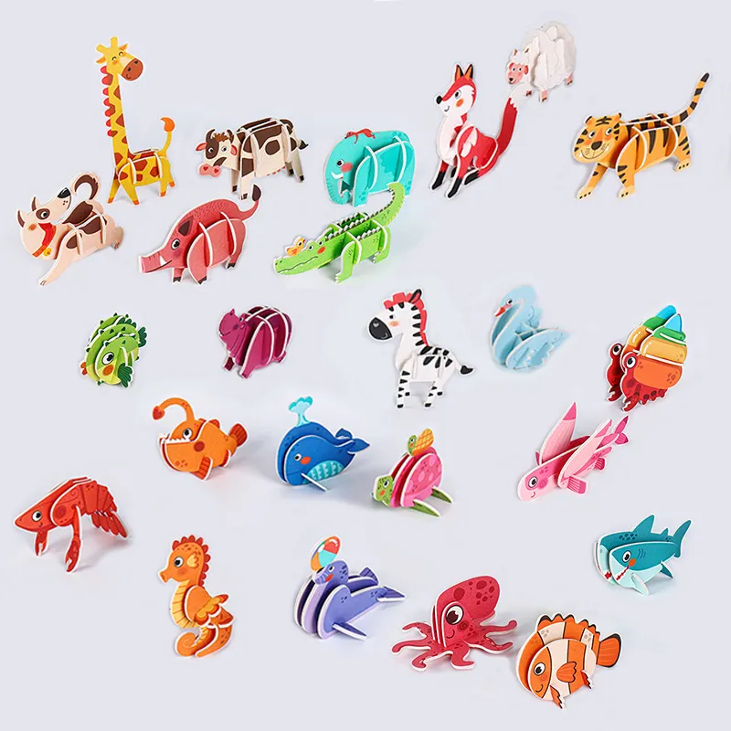 Personalizável DIY modelo de montagem quebra-cabeças crianças 3D brinquedos de espuma placa crianças desenhos animados animais 3D jogos de quebra-cabeça