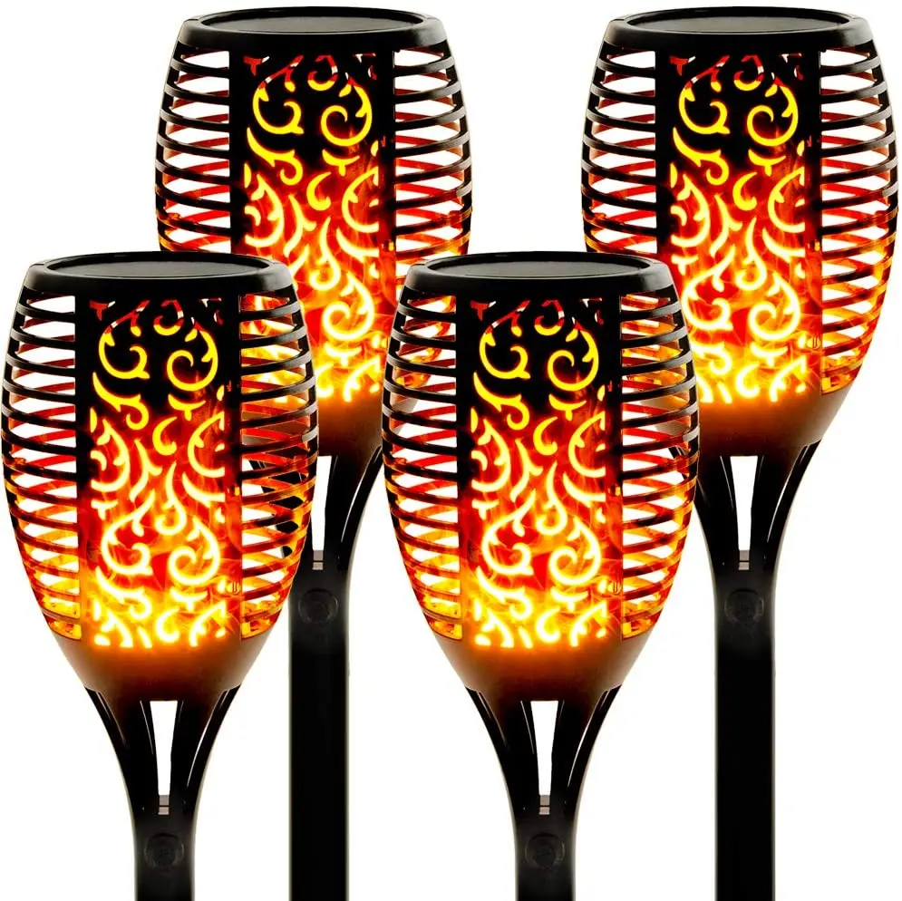 Luz de llama parpadeante para decoración al aire libre, linterna Solar Tiki impermeable de 96 LED para camino de jardín