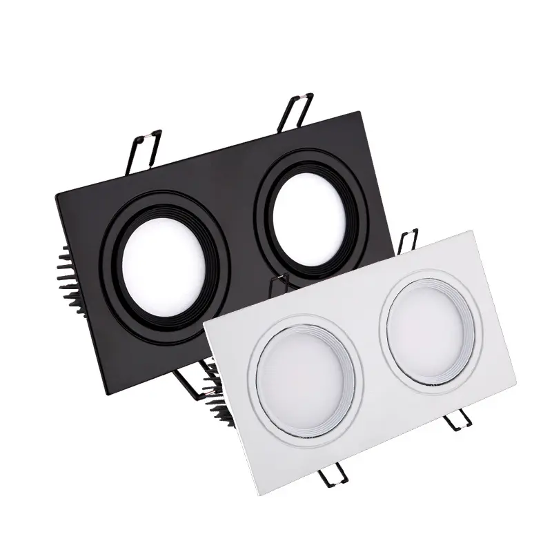 Plafonnier LED blanc à tête unique, spot noir à grille COB, plafonnier à double tête 7W