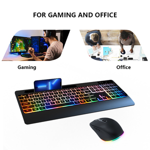 COUSO, gran oferta, teclado y ratón inalámbricos recargables con Bluetooth, 2,4G, retroiluminación de teclado y ratón RGB para PC - Product Image 2