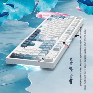 Ajazz AK666 Estilo de paisaje Juego Teclado mecánico PBT keycap 104 teclas con perilla Admite programación macro - Product Image 5