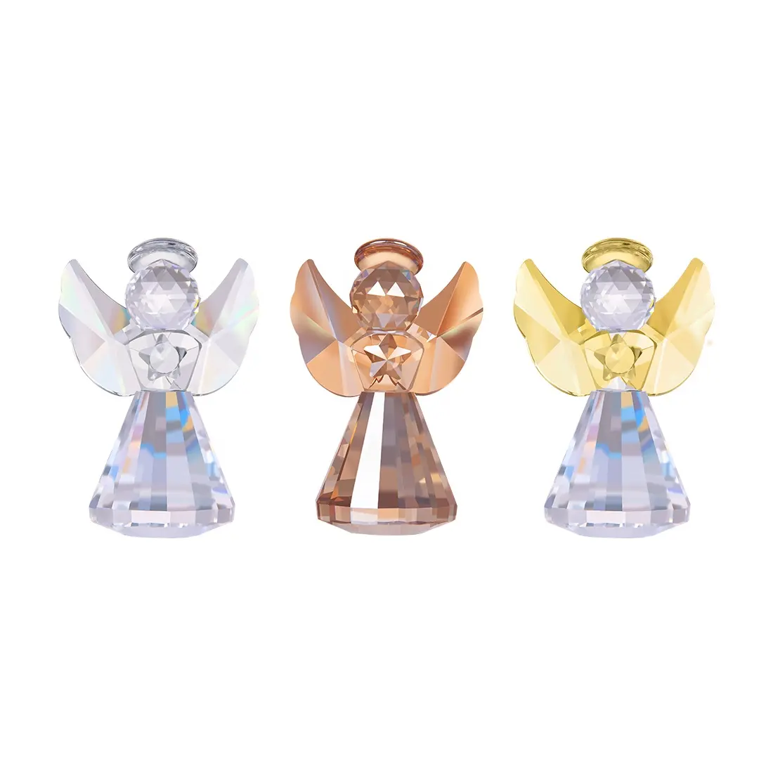 3 colors Crystal Angel Figurine Christmas Decorative Clear Glass Home Decor Ornaments Gift Idea