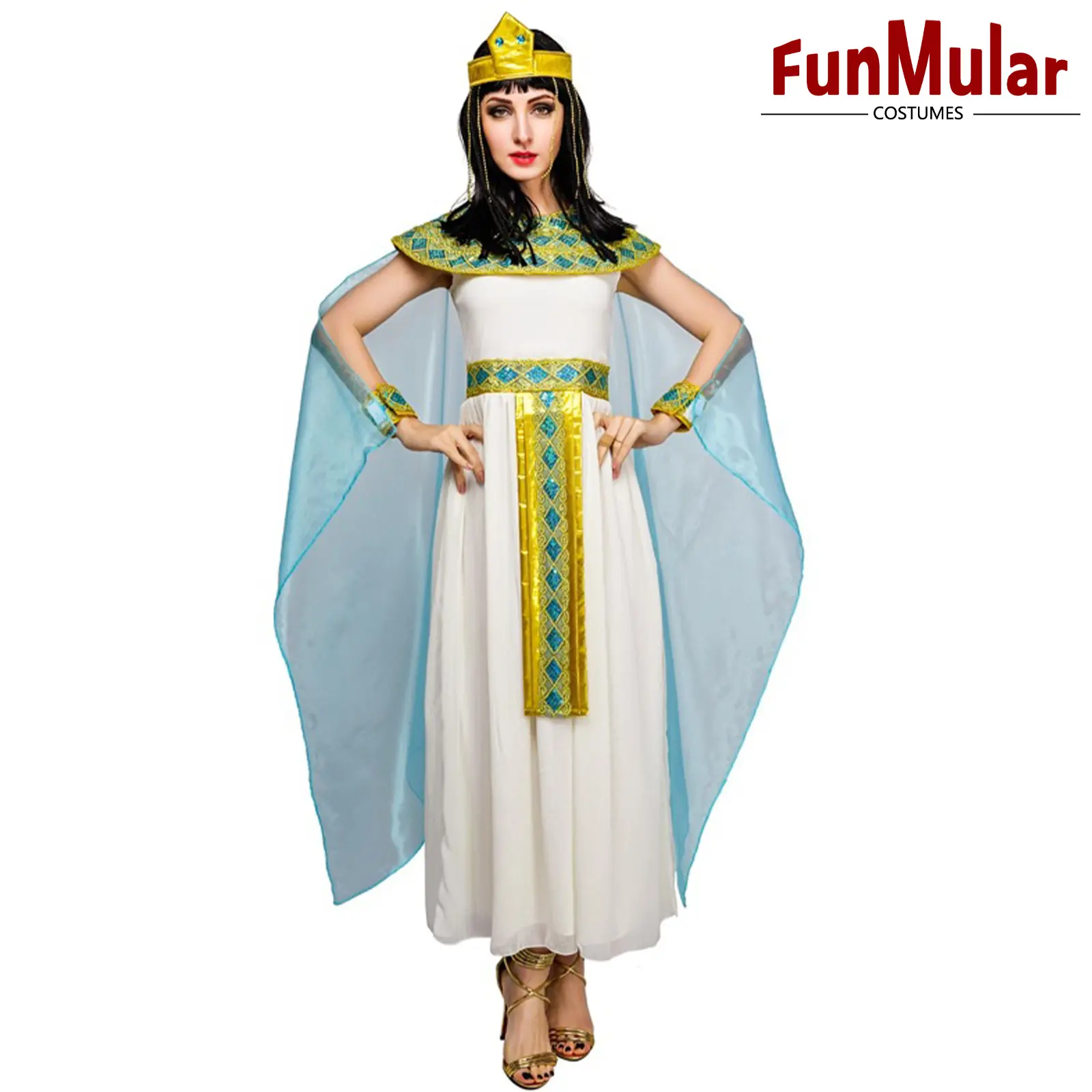 Disfraz egipcio Funmular para mujer, disfraz de Cleopatra para adultos, disfraz de Halloween