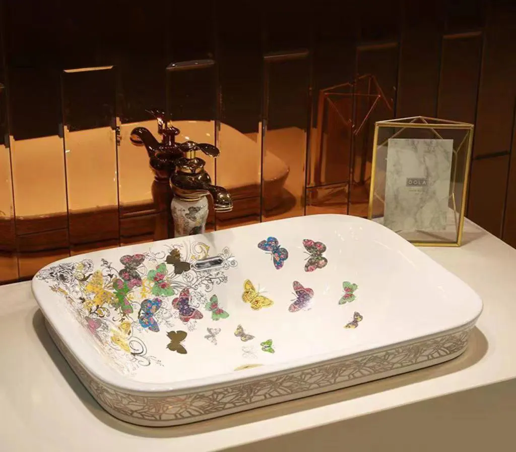 Lavabo rectangulaire en céramique de couleur mate, art de luxe pour salle de bain, lavabo, prix