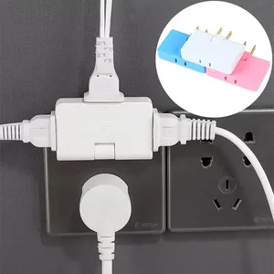 Enchufe EE. UU. UE Adaptador de enchufe plano de 3 vías Enchufe de extensión 180 grados giratorio 3 en 1 Enchufe convertidor de viaje plegable portátil - Product Image 1