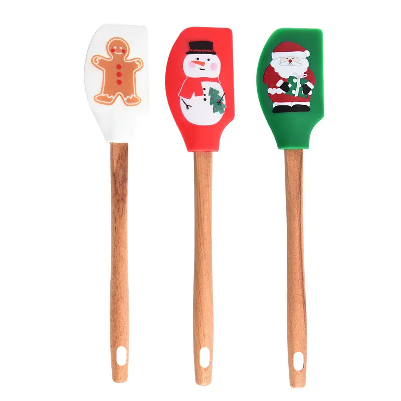Heat Resistant Funny Food Novelty Printed Flexible Pastry Baking Silicone Scraper Spatulas for Baking Mixing and Cake Spatula