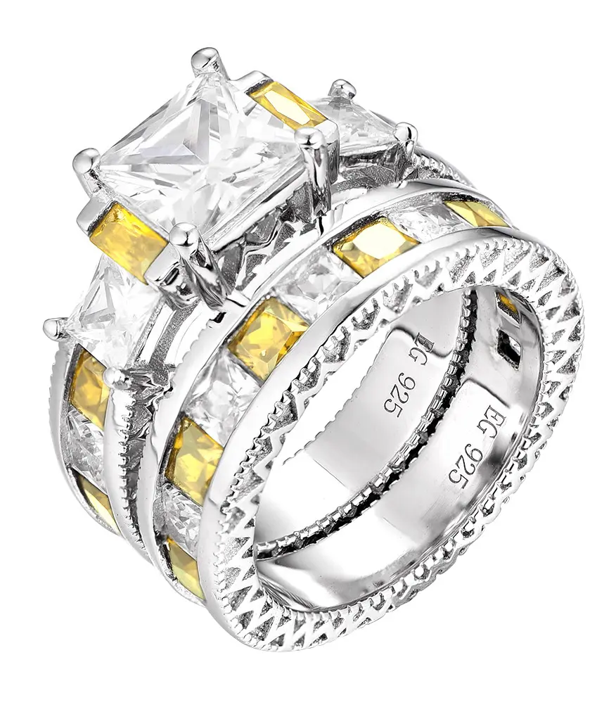 Qingxin personalización OEM 925 plata esterlina con anillo solitario redondo de pensamiento blanco profundo para joyería de boda