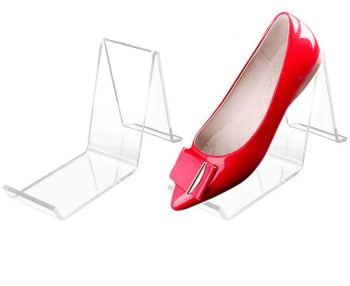 Suporte acrílico transparente para sapatos, rack para exibição de sapatos de loja