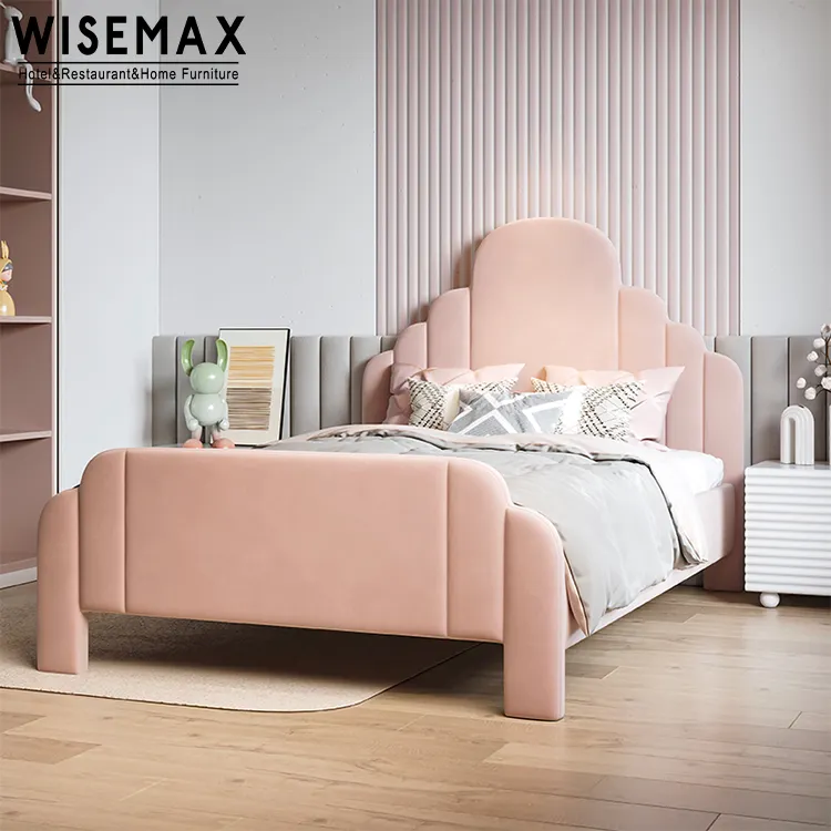 WISEMAX FURNITURE Modern minimalist girl bedroom cartoon letto per bambini adolescente infantile rosa princess bed