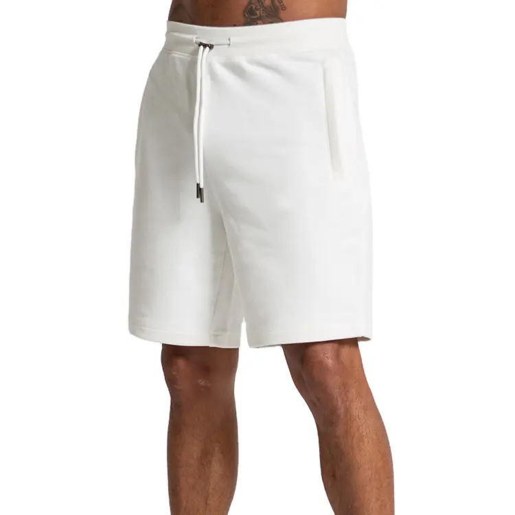 Shorts de logotipo bordado personalizado premium, bermuda de algodão para esportes fitness masculina