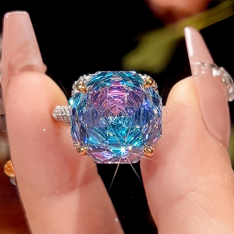 Bague rose et bleue, taille ajustable