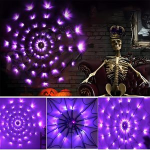 Incandescente Led ragnatele di Halloween luce decorazione rete da parete lampada Blacklight Party Yard Bar casa stregata decorazione luci ragnatela