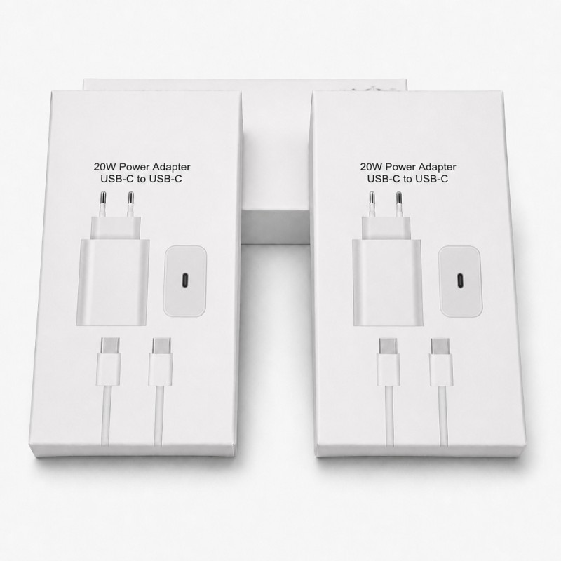 Cargador y cable blanco de 20W