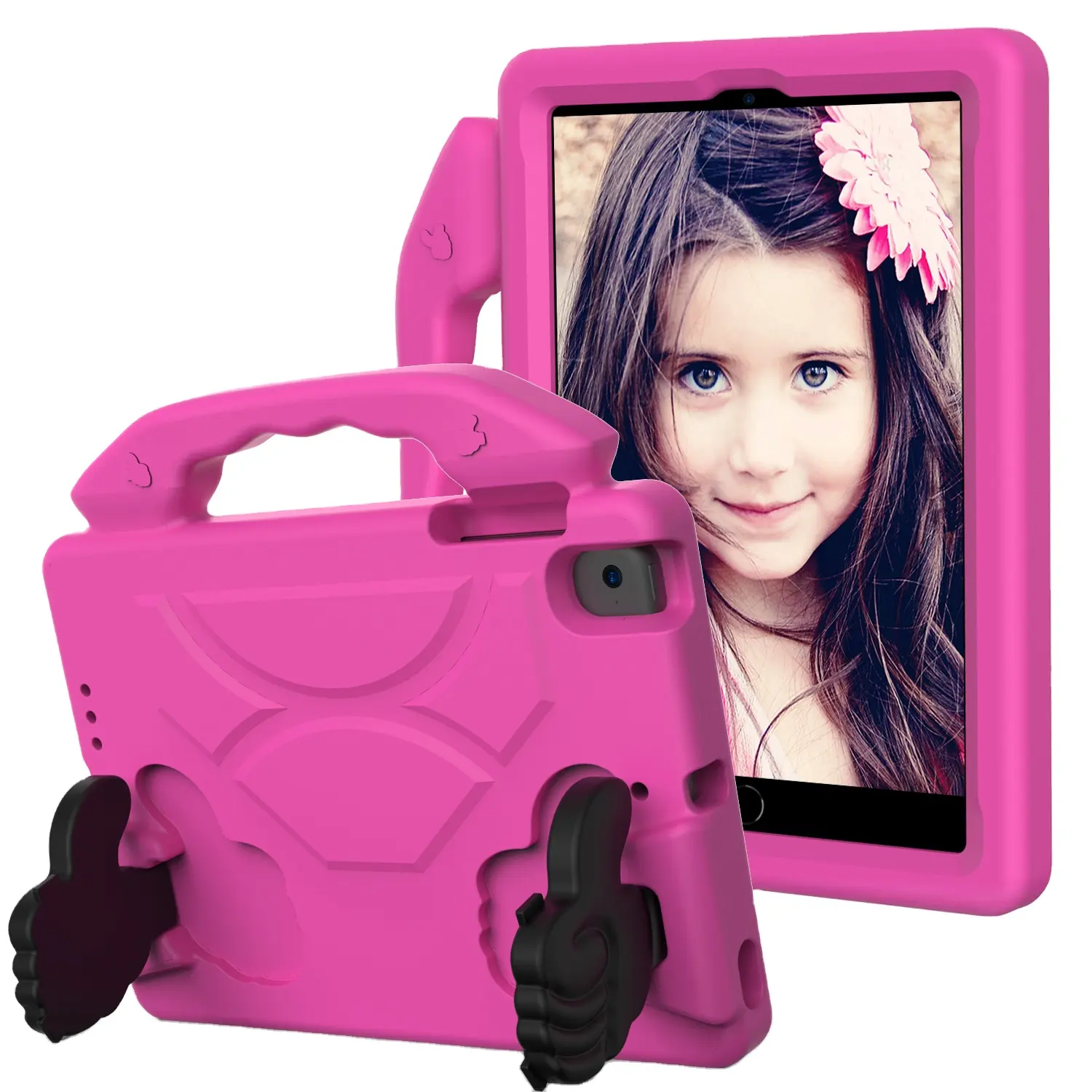 Anak-anak Aman Bebas Racun EVA Tangan Grip Stand Shockproof Silicone Cover untuk iPad Mini 1 2 3 4 5 7.9 Anak-anak Inch Tablet Case
