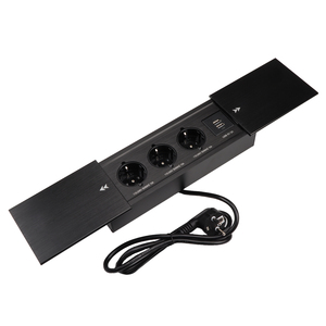 Caja de enchufe emergente de mesa de conferencia de aleación de aluminio multifuncional con 2 puertos de salida USB cubierta deslizante oculta enchufe de escritorio - Product Image 1