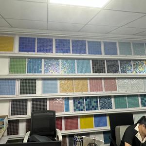 Gaoming màu xanh óng ánh thủy tinh khảm tàu điện ngầm gạch cho hồ bơi ngoài trời lượn sóng thiết kế sứ đá cẩm thạch vật liệu - Product Image 6