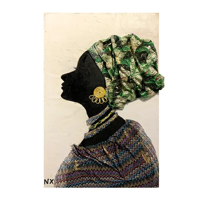 สาวสวยผ้าใบศิลปะแอฟริกันสาวพิมพ์ผู้หญิงสีดำภาพวาดแอฟริกันผ้าใบผนังศิลปะพิมพ์