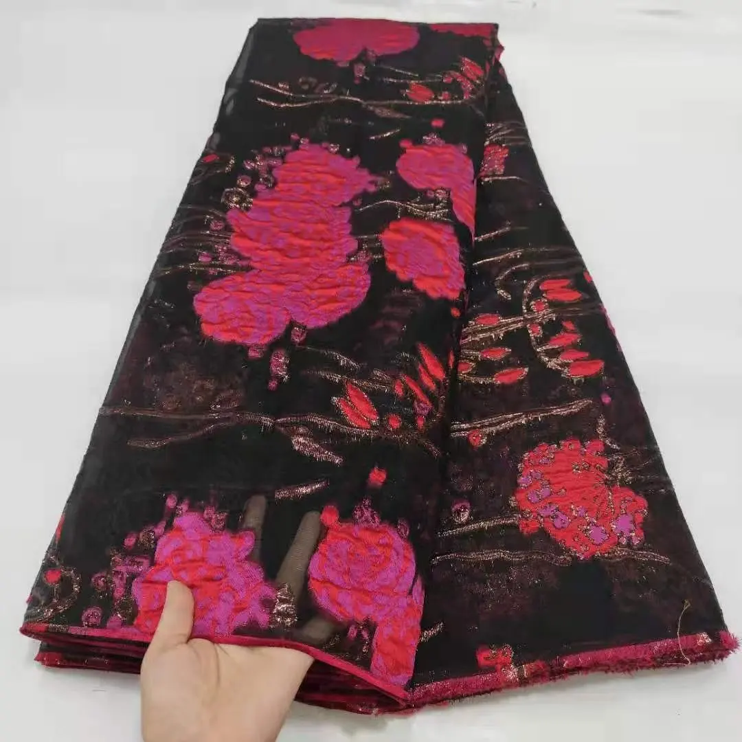 Neuester Jacquard-Stoff aus Seiden brokat aus Polyester für Abendkleider