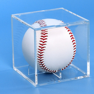 Memorabilia Ball Storage Acrílico Clear Baseball Display Case Caja UV Protected Softball Cube Square con Pedestal - Product Image 4