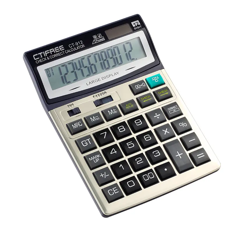 Calcolatrice speciale solare a batteria all'ingrosso CT-912 calcolatrice per ufficio aziendale di contabilità finanziaria calcolatrice di grandi dimensioni