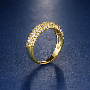 Glanzende Luxe 5a Zirkonia Micro-Pave Klassieke Waterdichte Vergulde Cluster Ijskoude Hiphop <span class=keywords><strong>Ring</strong></span> Voor Dames En Heren - Product Image 3