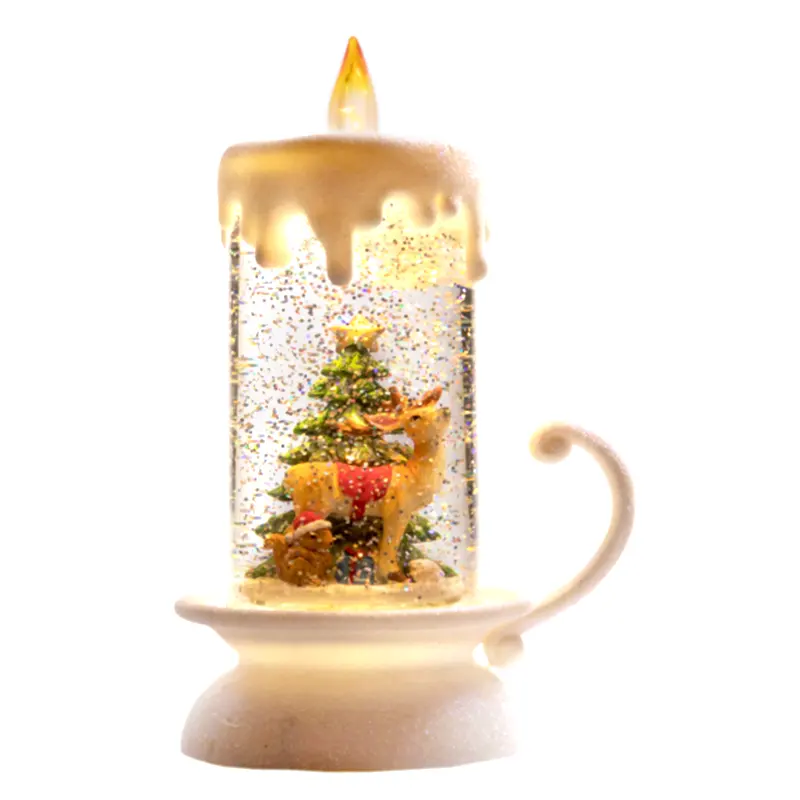Venda imperdível lâmpada de lanterna de água para festa em casa, linda árvore de natal cheia de presentes e velas de neve