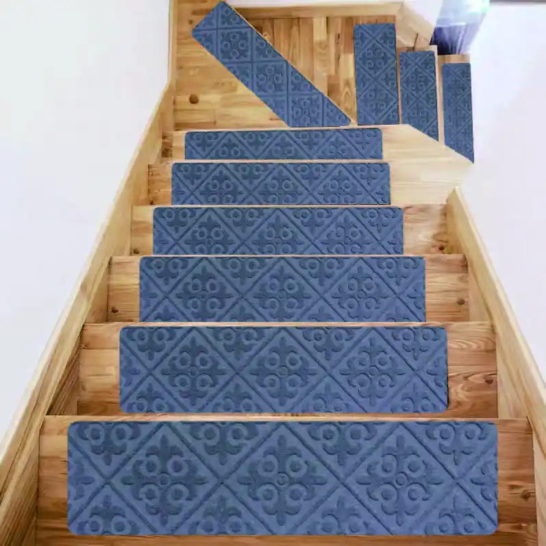 Stair Treads Tapete antiderrapante Tapete Indoor Stair Runners Para Etapas De Madeira Edging Stair Rugs Para Crianças E Cães Polyester Backing