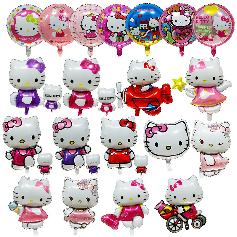 CY Venta caliente KT Kitty vestido en rosa Artículos de decoración de cumpleaños Enorme papel de helio Globo de dibujos animados Kitty Globos