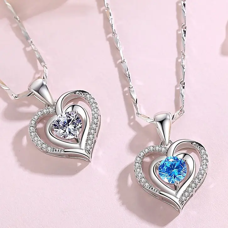 Haute qualité amitié personnalisé coeur pendentif bijoux de mode femmes Designer tour de cou collier en argent