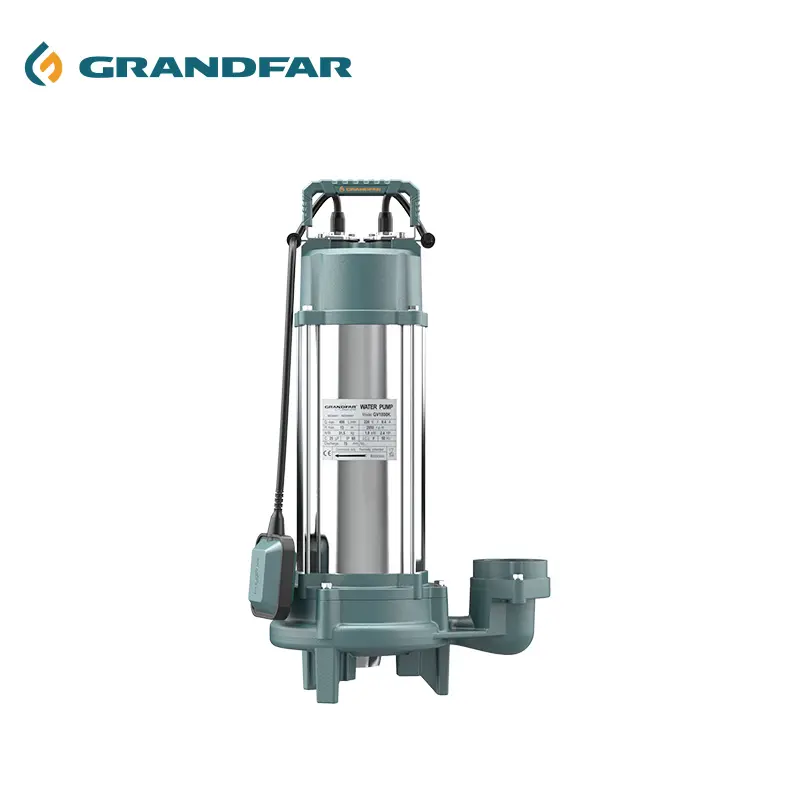 GRANDFAR GV-K Series 1.75HP-3hp cortador IP X8 proteção bomba submersível cobre enrolamento aço inoxidável esgoto bomba