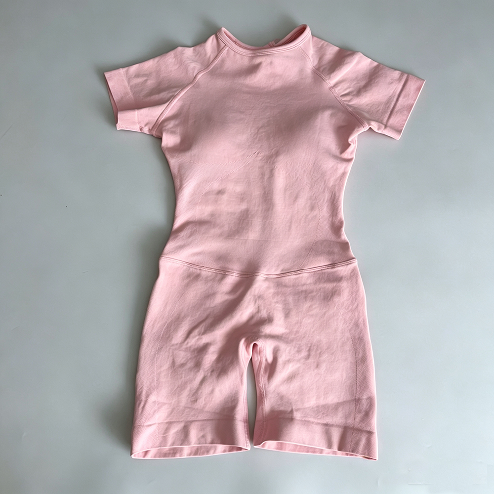 light pink-short-sleeve one-piece