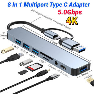 8 in 2 USBハブマルチポートドックサポートTf/pd読み取りUsb 3.5mmオーディオタイプCマルチポートはすべてのタイプcチャネルコンピュータをサポート - Product Image 2