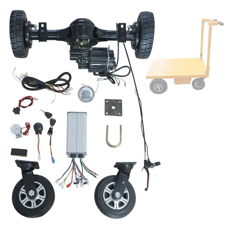 Conjunto de eje trasero de freno de motor de 800W, accesorios de control electrónico de coche plano de cuatro ruedas eléctrico modificado, kit de coche portador pequeño