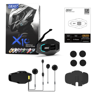 EJEAS X10 Casco de motocicleta Intercomunicador Bluetooth 10 Riders Mesh Group Sistema de auriculares inalámbricos de 2 vías Material ABS Moto Intercom