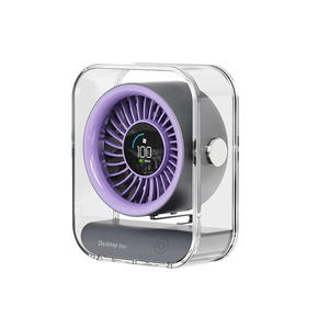 2025 yeni masaüstü şeffaf küçük Fan şarj edilebilir Usb Fan dijital ekran akıllı ayarlanabilir açı ayakta elektrikli Fan