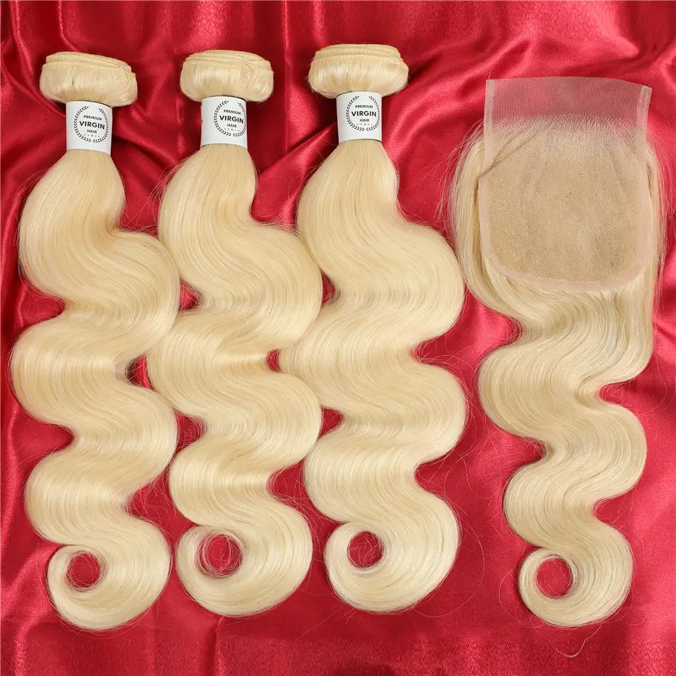 Großhandel 613 Blonde Hair Weave Bundles Virgin brasilia nisches Menschenhaar 613 Bundles mit HD-Spitze Frontal verschluss