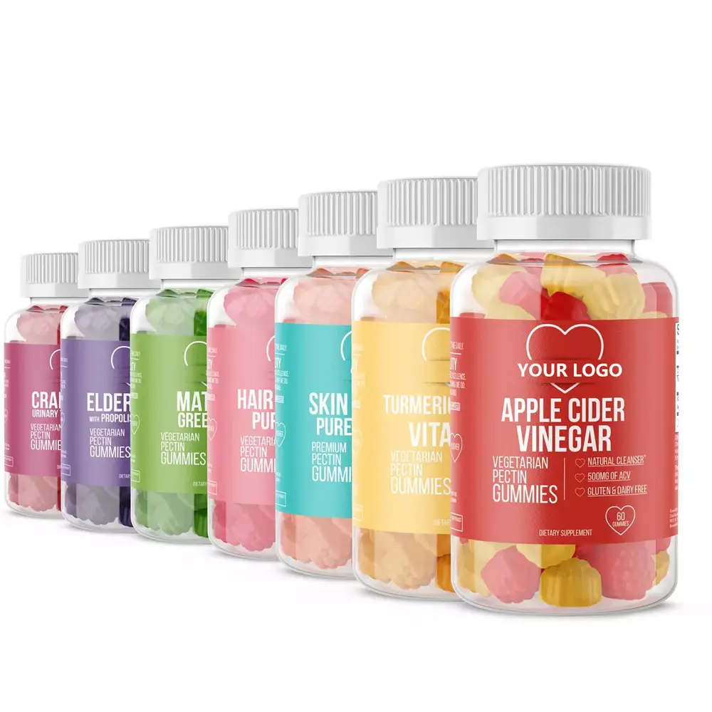 Açafrão Chá Verde Ashwagandha Super Fruit Sea Moss Vitamina C Sabugueiro Biotina Cidra De Maçã Colágeno Gummy Bear Vitaminas Do Cabelo