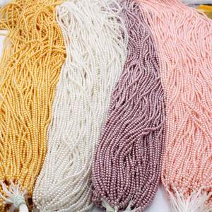 3MM Plated Color Shell Pearl Round Beads Nude Pearl Suitable for Making Necklace Bracelets Various DIY Jewelry 15.5 Inches - Product Image 2