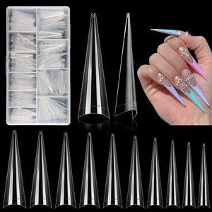 ปลายเล็บสำหรับเล็บอะคริลิคยาว XL ปลายเล็บปลอมแบบใสยาวไม่มีรอยนิ่มปลายเล็บปลอมทรงสี่เหลี่ยมเรียวยาวครึ่งปก - Product Image 1