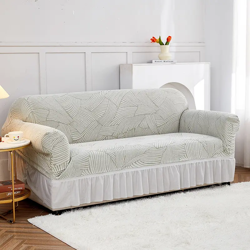 High quality jacquard fabric thick knit stretch sofa slipcover sofa Thickened cationic skirt