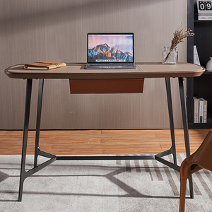Saddle Leather Stone Top Modern Home Office Furniture Solid Wood <strong>Computer</strong> <strong>Desk</strong> <strong>Simple</strong> Design Home Table Kids Study <strong>Desk</strong> - Product Image 3