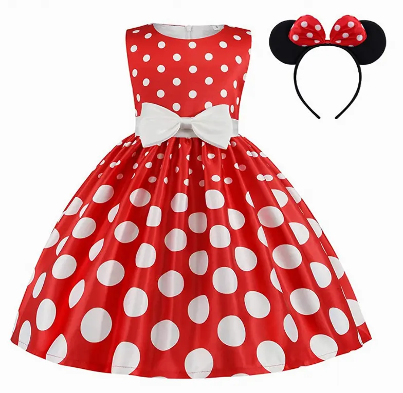 Yeni Polka Dots küçük kız elbise çocuk giysileri prenses elbise doğum günü partisi Polka Dot noel elbise