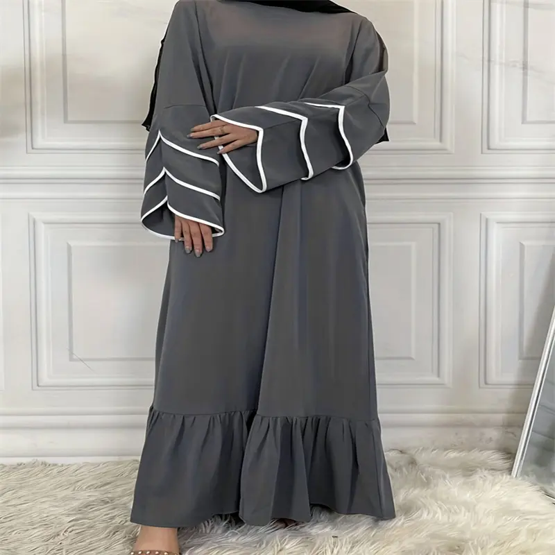 Stok için hazır müslüman uzun elbise güneydoğu asya moda kadın pilili gevşek Hem müslüman moda elbise kadınlar için