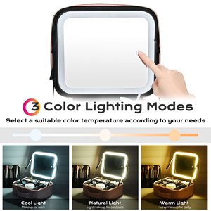 Ayna PU malzeme fermuar kapatma iplik deseni ile moda ışıklı seyahat makyaj çantası - Product Image 2