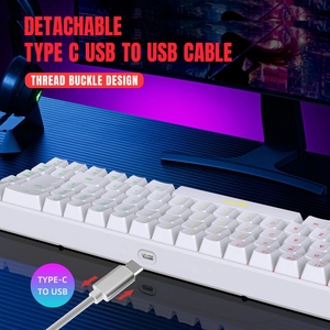 HXSJ V200 Gaming <strong>Keyboard</strong> 65 Percent Gamer Teclado Compact 68 <strong>Keys</strong> LED Backlit <strong>Computer</strong> PC Wired White Mechanical <strong>Keyboard</strong> - Product Image 5