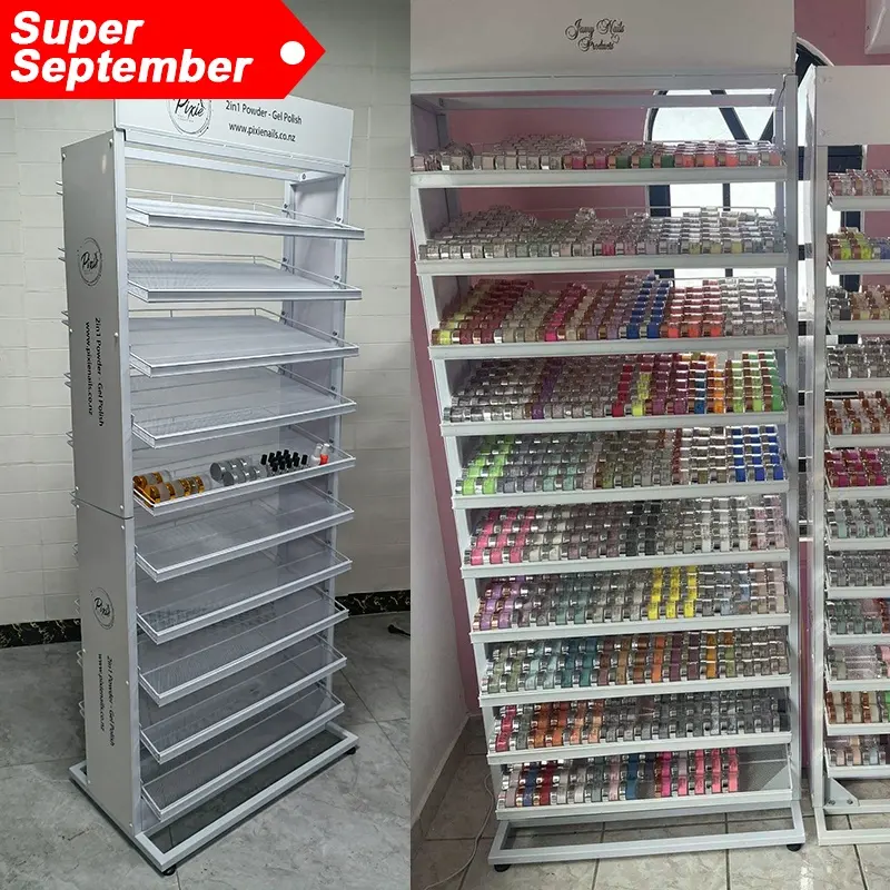 Suporte de esmalte de unha, super setembro, montado na parede, suporte organizador de garrafa de óleo essencial, batom, pintura de unha, suporte de exibição