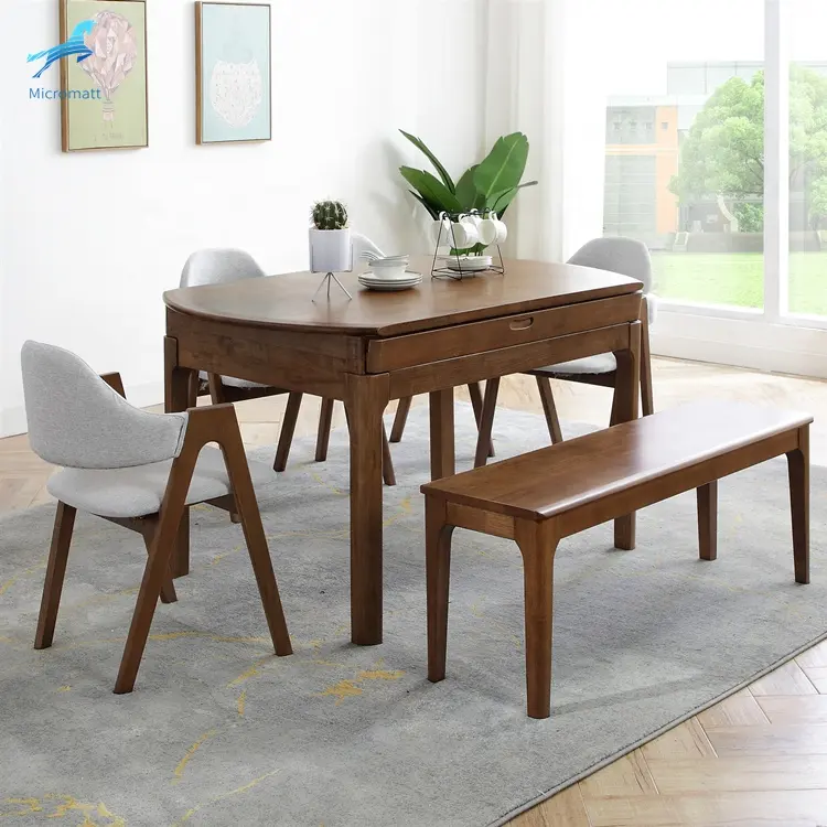 Muebles de comedor de estilo americano, venta directa de fábrica, mesa plegable rectangular de Color marrón multifuncional