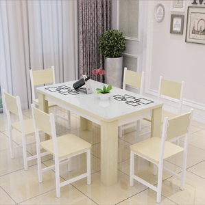 Simple Modern Home Rectangular Tempered Glass Top Dining <strong>Table</strong> and 6 Chairs <strong>Set</strong> - Product Image 5