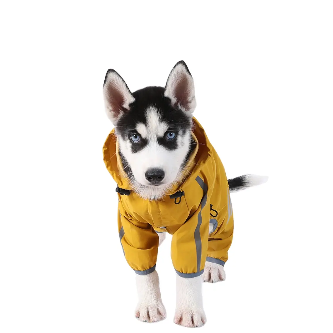 Impermeable Poliéster Mascotas Gatos Mamelucos reflectantes Caminar Perros Chubasqueros con ropa para perros Sudadera con capucha para niña