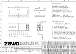 Single Row Vertical Female 1.27mm Pin <strong>Header</strong> Connector 4.3 Heights for PCB Applications - Product Image 5